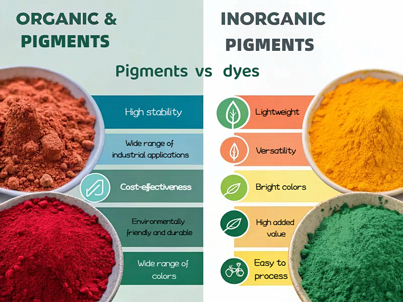 Comparison of organic and inorganic pigments, showing their features and differences