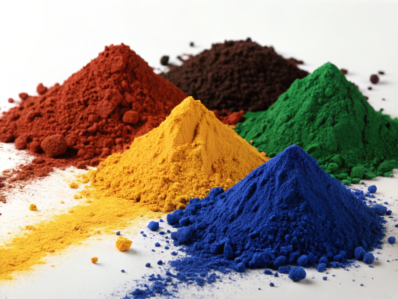 Iron oxide pigments of various colors