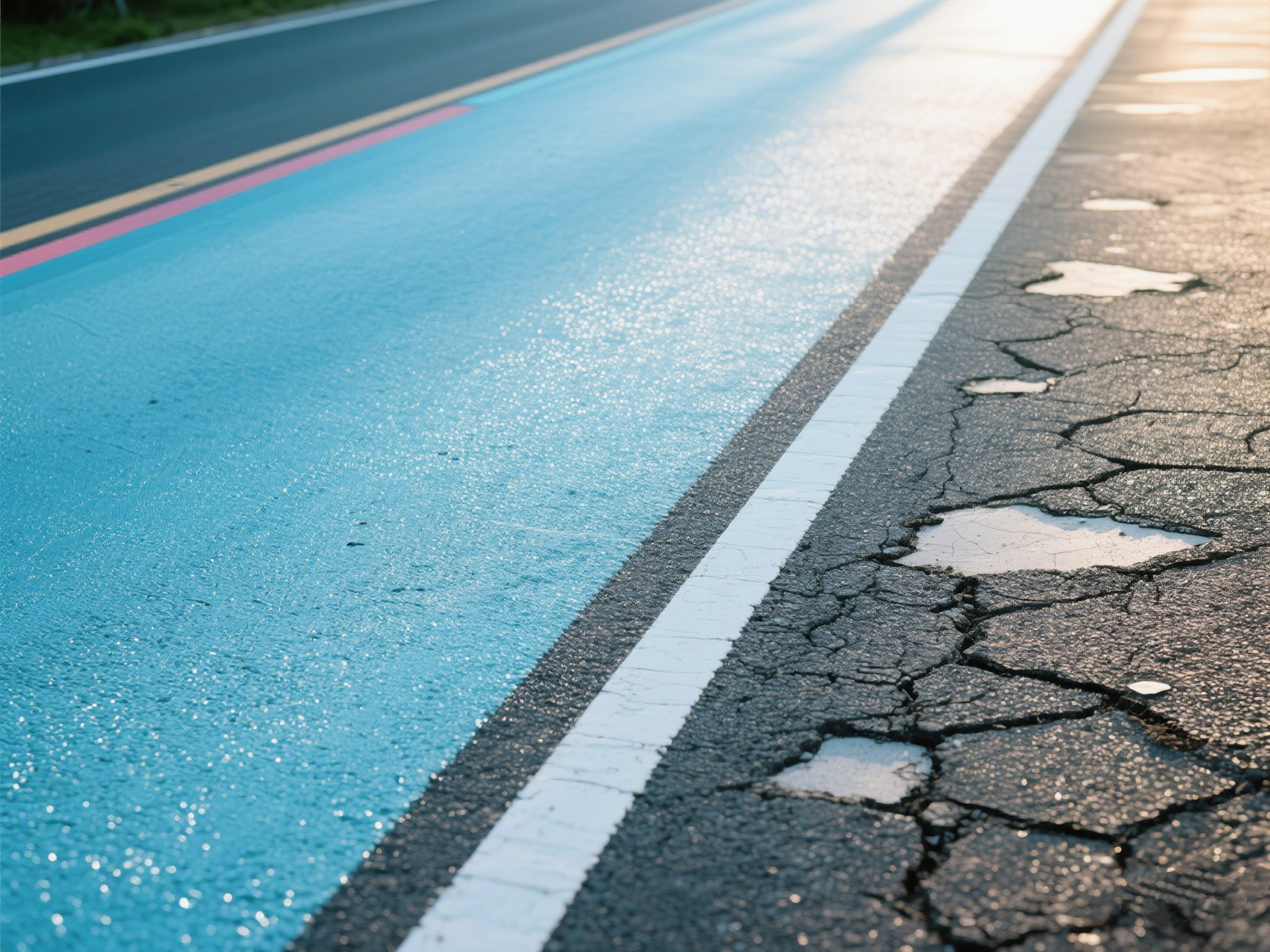 Blue colored asphalt vs Traditional asphalt