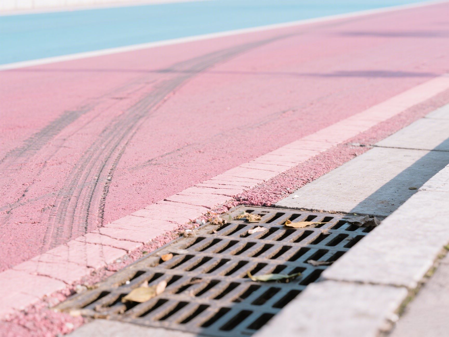 Pink color asphalt pavement