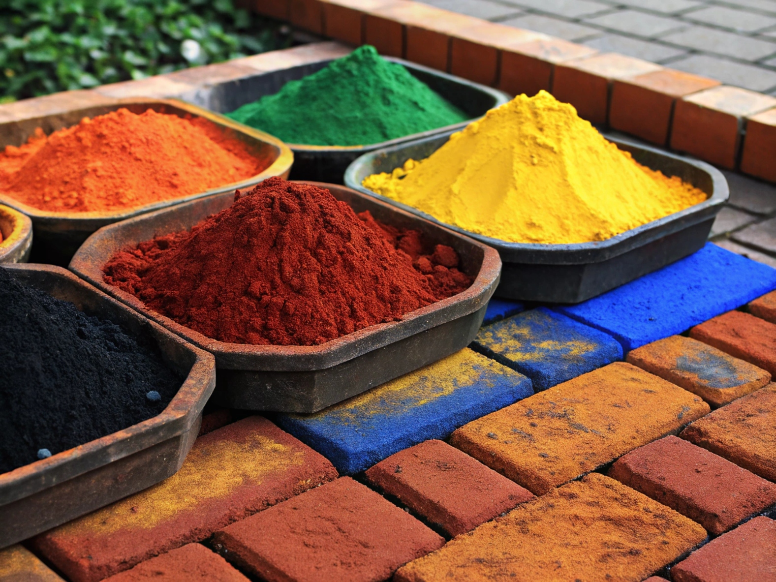 Iron oxide pigment ratio in cement